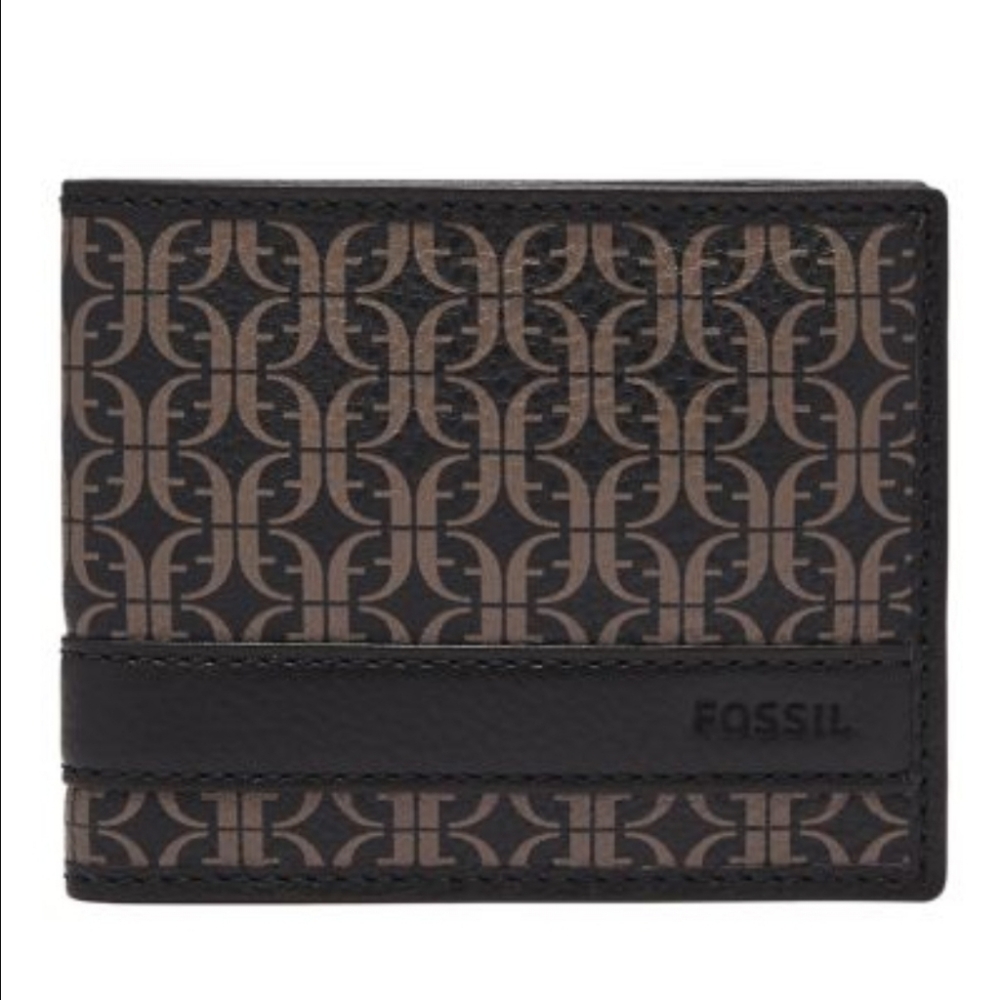 Fossil Lufkin Bifold Men's Wallet Black/ Brown‎